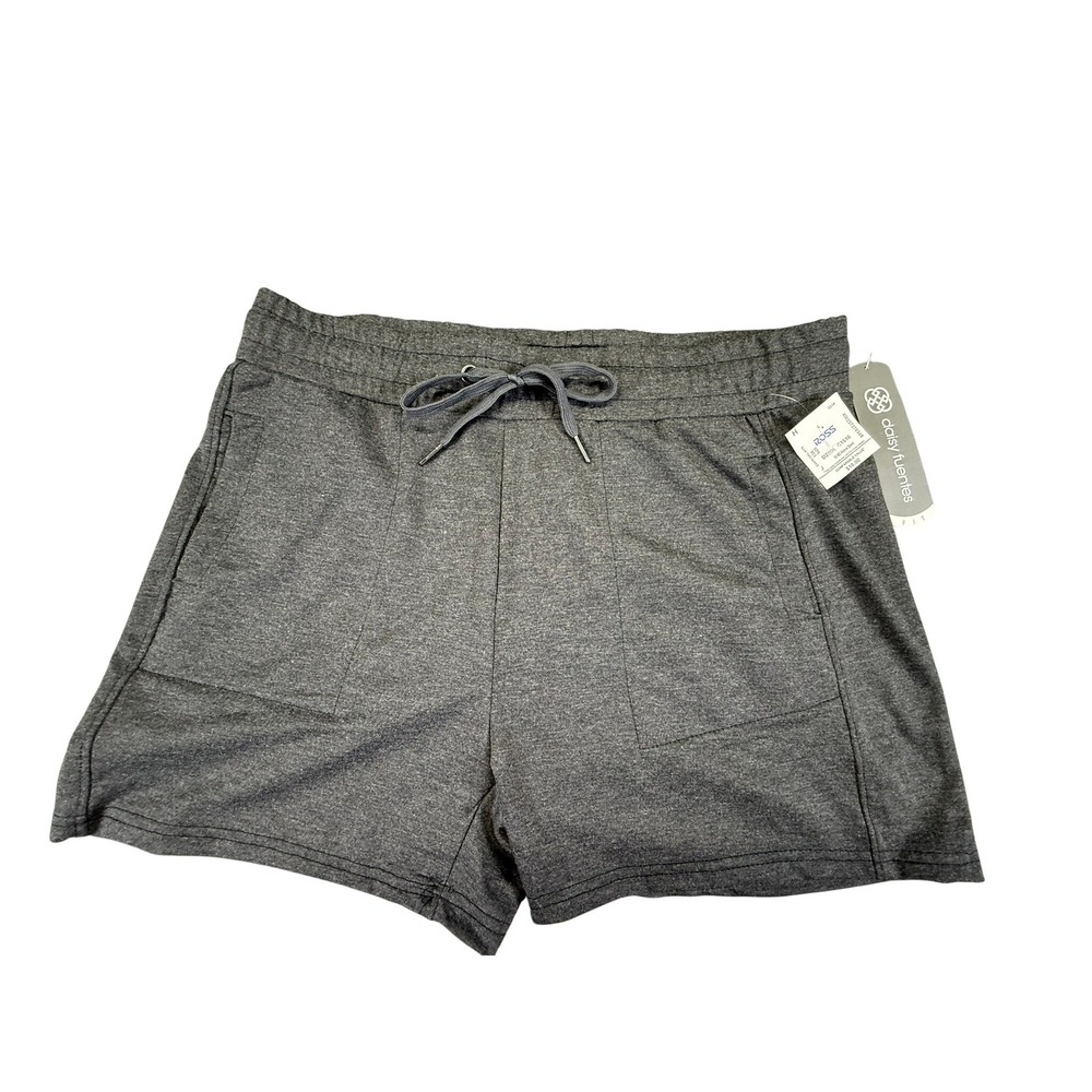 Daisy Fuentes Fit Womens Charcoal Gray Heather Athletic Shorts Size Large NWT